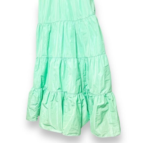 J. Crew Taffeta Ruffled Scoop Neck Maxi Dress Taffeta in Mint Green Neon Size 6 - Picture 2 of 11